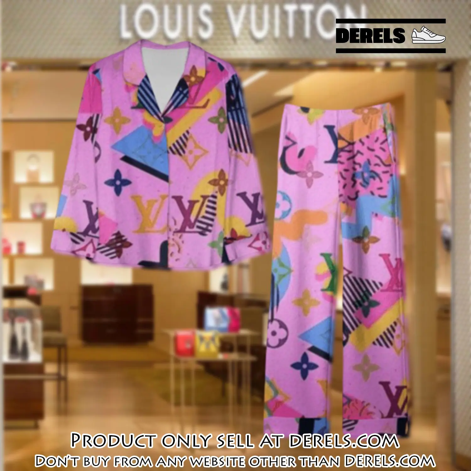 Trending luxury lv satin pajama set pjs1075 dr3420873